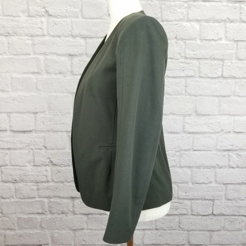 Theory Tadean Gray Open Front Form Fitting Blazer - image 4